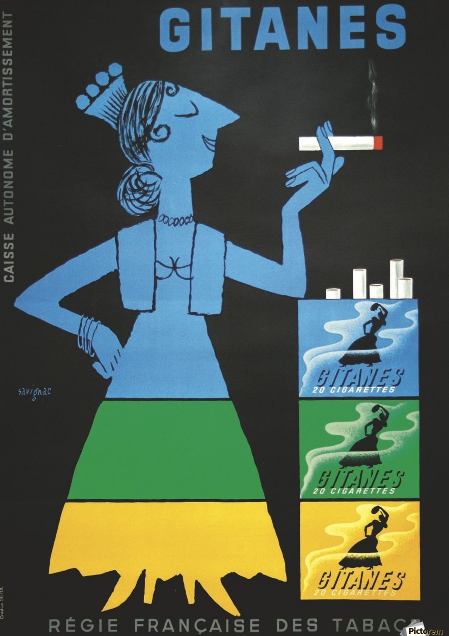 Vintage poster for Gitanes French cigarettes - VINTAGE POSTER